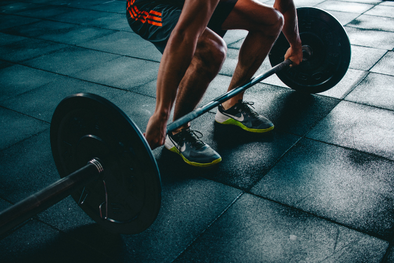 Man doing a deadlift.